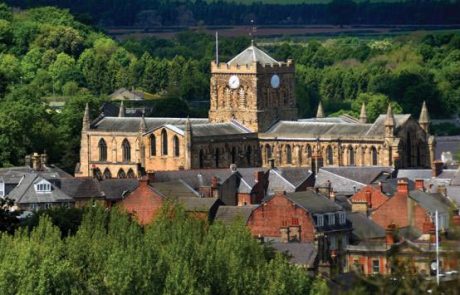 Wide shot of Hexham Abbey