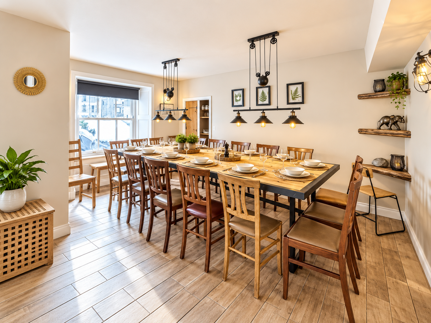   Large dining room at The Dale Manor group accommodation in Allendale, Northumberland